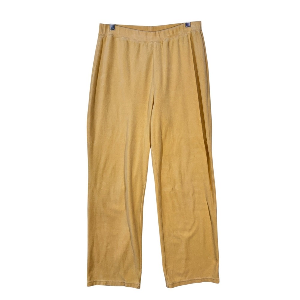 Chicos Spa Pants Womens‎ Size 1 Yellow Pull On Lounge Casual Soft Straight Leg
